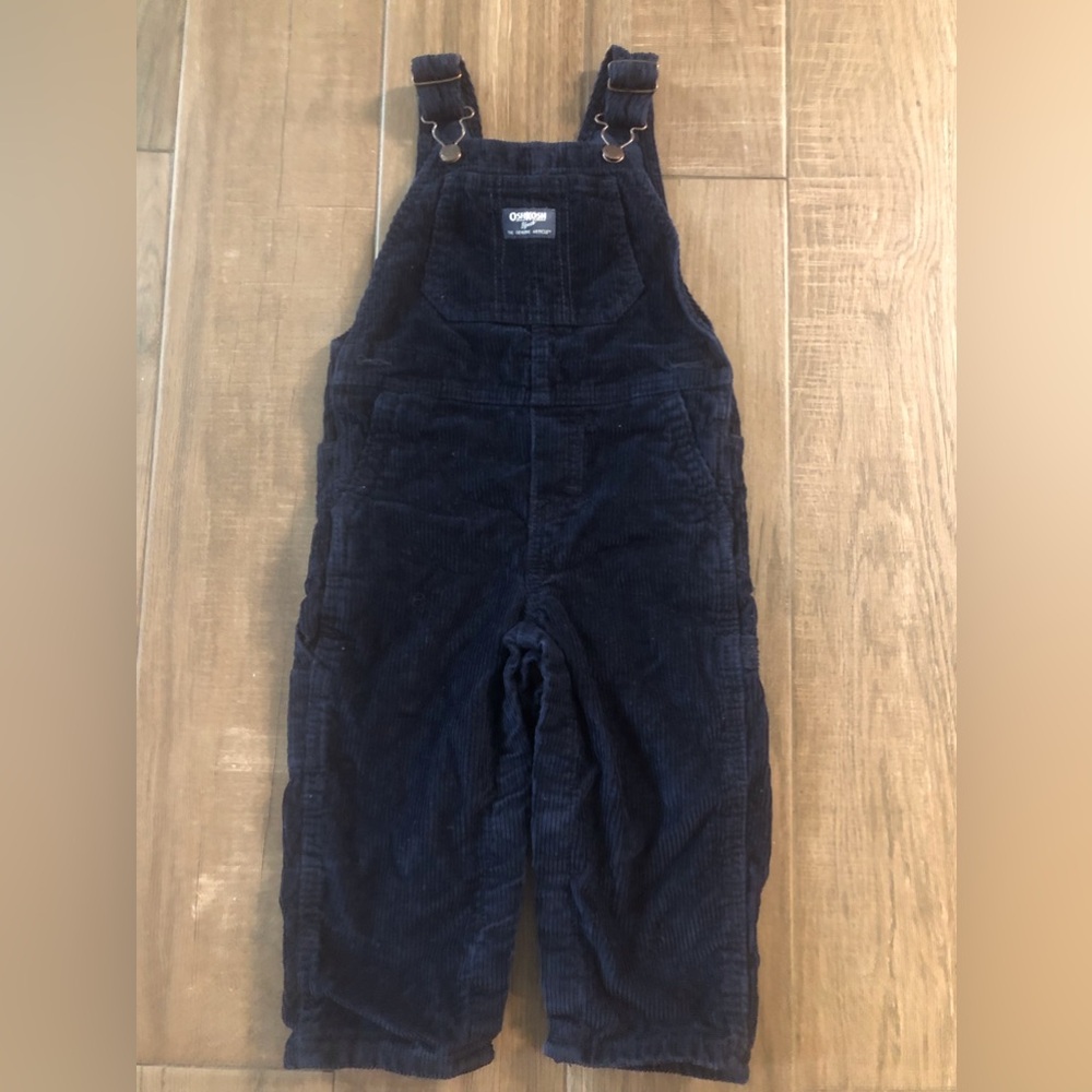 Boys OshKosh Navy Blue Corduroy Vestbak Overalls - Size 24 months